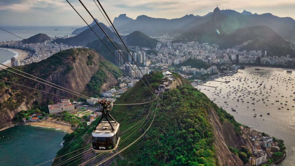 The magic of Brazil shown with an aerial view of Rio de Janeiro